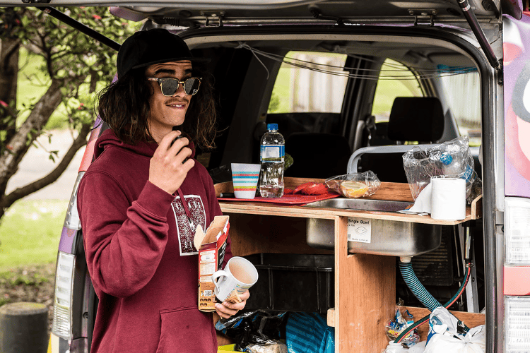 Wicked Van snack break, NZ.