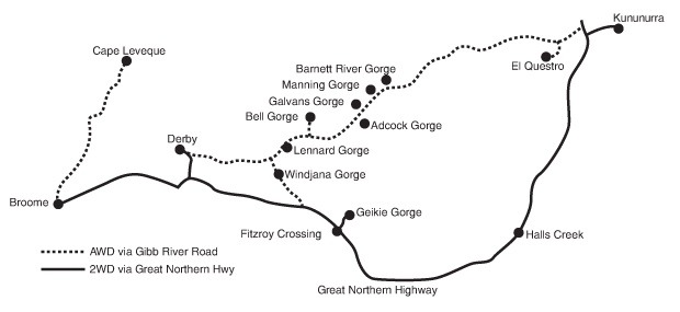 Broome to Darwin Road Trip Map