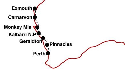 Perth to Exmouth Road Trip Map