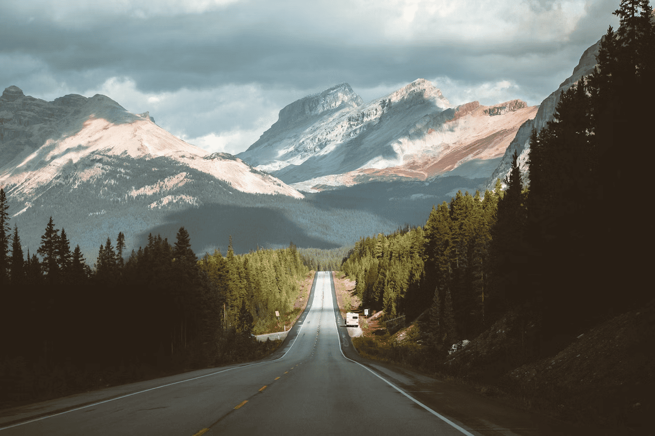 Open highway through western Canada wilderness