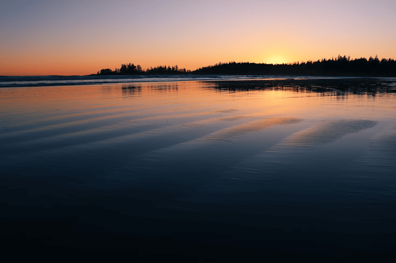 Pacific Ocean sunset at Tofino beach, Vancouver Island