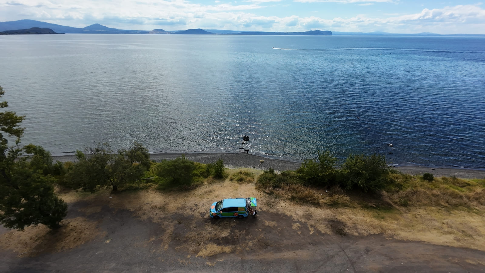 Mystery Machine at lake Taupo, NZ.
