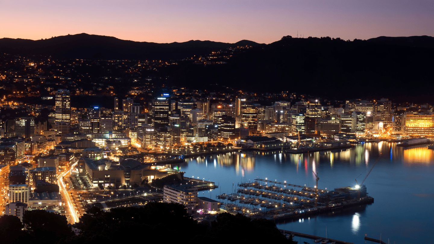 Wellington at night, North Island